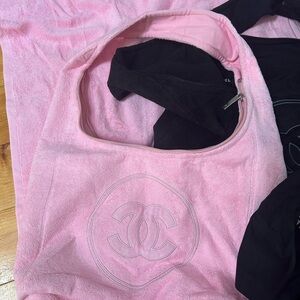CHANEL Light Pink Terry Cloth Tote